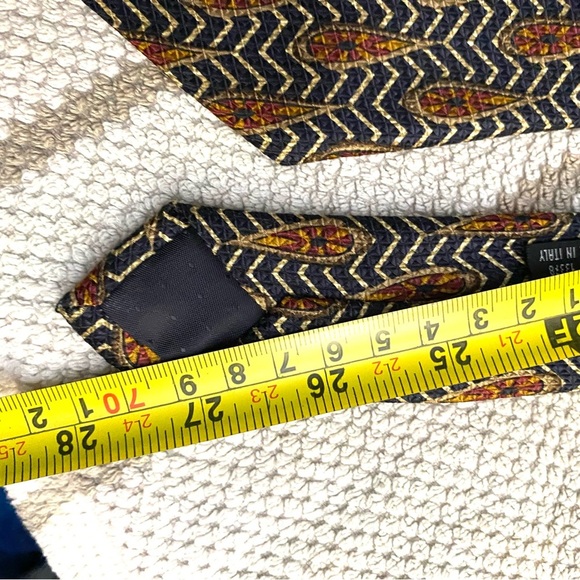 MICHELE SARTORI Silk tie Made in Italy Earth Tone Abstract Feather Pattern - Picture 5 of 5